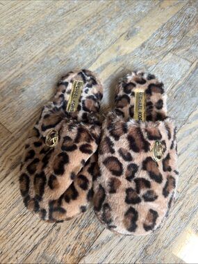 Michael Kors Women’s Leopard Faux-Fur Slide Slippers - Brown